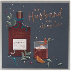 Husband Whiskey Bottle Design Birthday Card