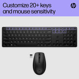 HP 650 Programmable Wireless Keyboard & Mouse Set | 20+ customisable keys and mouse sensitivity | 20+ months battery | Multi-surface use | 60% recycled materials | 4 batteries and nano dongle | Black