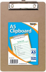 Tiger A5 Masonite Clipboard – Hardboard Writing Surface with Strong Metal Clip