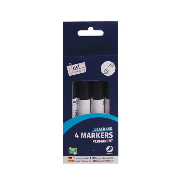 4 Black Permanent Markers – Chisel Tip | Bold, Long-Lasting Ink for Office & Industrial Us