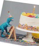 Birthday Card for Him/Friend - Cake & Dinosaur Design