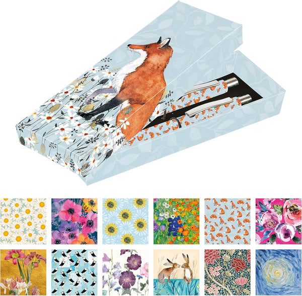 TGSC - Ballpoint Pen Gift Set | Foxy Tales Design | 2-pack Writing Pens For Women | Gift Pen Box | Effortless Writing, Ballpoint Pens - Ladies Pens Gift Boxed | Pretty Pens | Pen Sets For Ladies