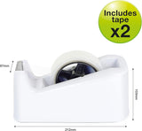 Rapesco 500 Heavy Duty Tape Dispenser & 2 x Tape Rolls - White