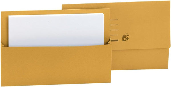 New. 5 Star Document Wallet Half Flap 250gsm Capacity 32mm Foolscap Yellow [Pack 50] 297358SZ