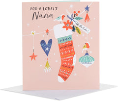 UK Greetings Christmas Card for Nana Lovely Pink Design