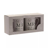 Amore Gift Set - 60 Years Of Mr Right/Mrs Always Right Ceramic Mugs
