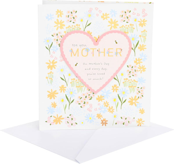Mother's Day Card for Mother | Card for Mum, Grandma, Wife | Her, Girls, Women | Flowers and Heart Design | With Envelope