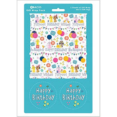 Birthday Pets Wrapping Paper 2 Sheets & 2 Tags