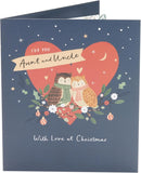 UK Greetings Christmas Card for Aunt & Uncle - Festive Owls Design