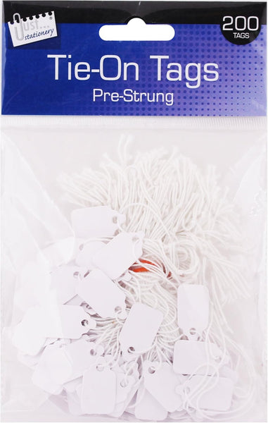 200 Pre-Strung White Tags 13x20mm | Price & Gift Tags with String – Retail & Craft Use