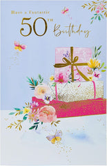 Presents Themed 50th Birthday Card
