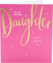 UK Greetings Birthday Card for Daughter - Pink & Gold Design