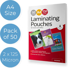Cathedral Products Pack of 50 A4 Gloss Laminating Pouches 250 Micron