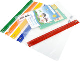 Rapesco Zippi Bag with Metal Zip, A4+, Clear with Assorted Bright Coloured Zip Strips (Pack 5)