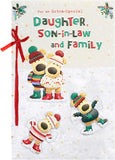 Boofle Embellished Daughter & Son-In-Law & Family Cute Christmas Greeting Card