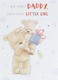 Father's Day Card For Dad From Your Little Girl With Envelope - Sweet Teddy Bear Design