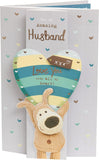 Boofle Holding Heart Above Head Husband Birthday Card