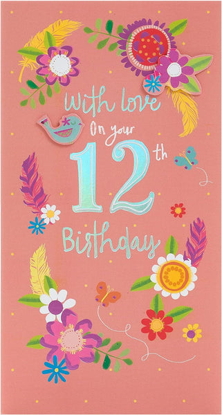 Pretty Flower 12th Birthday Card