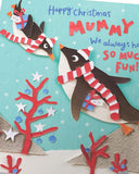 UK Greetings Christmas Card for Mummy - Cute Penguins Design