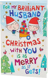 Cartoon Couple and Scene Christmas Card