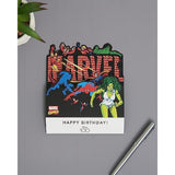 Marvel Retro Pop-Up Design, With Iron-Man, She-Hulk, Spider-Man Birthday Card