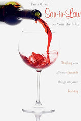 Son-in-Law Birthday Card - Red Wine