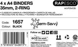 Rapesco Germ-Savvy® Antibacterial: A4 (2-Ring) PP Ring Binder, 35mm Spine – Black (1 Unit = 4 Binders)