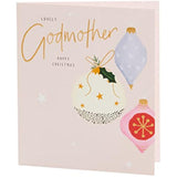 UK Greetings Christmas Card for Godmother - Baubles Design