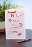 UK Greetings Valentine's Day Card For Wife - Cute Light Pink Design