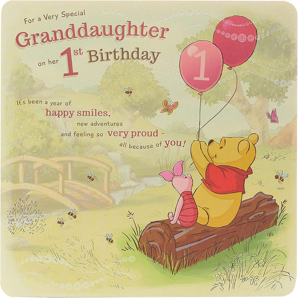 Disney's Winnie The Pooh 1st Granddaughter Birthday Card