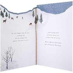 Traditional Winter Illustration Design Foxes Winter Scene Son Christmas Card