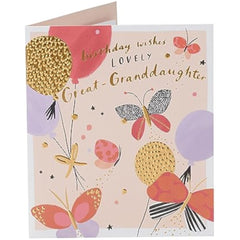Balloons & Butterflies Design Great Granddaughter Birthday Card