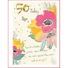 Hallmark 50th Birthday Card - 50 Today Time to Celebrate