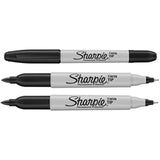 Sharpie Twin Tip Permanent Marker Pens - Black Ink - Pack of 3 - Fine & Ultra Fine Tips
