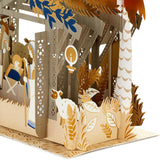 3D Pop-Up Nativity Scene Christmas Card – Gold Foil Details, Blue