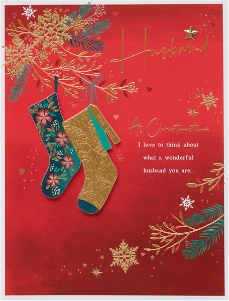 Husband Christmas Card – Luxurious Red and Gold Holiday Design
