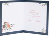 UK Greetings Christmas Card for Aunt & Uncle - Festive Owls Design