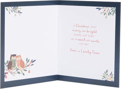 UK Greetings Christmas Card for Aunt & Uncle - Festive Owls Design