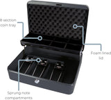Cathedral Products | "The Ultimate Cash Box" with Foam Lining and Cantilever Coin Tray - Black