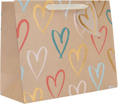 Kraft Hearts Design Large Gift Bag