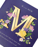 Mother's Day Card With Envelope - Bold Letter Design, Dark Blue, 210x210mm