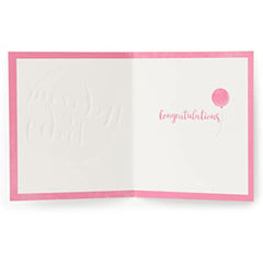Kindred - Welcome Balloon - Baby Girl Card,White & Pink