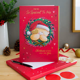 Hallmark Boxed Christmas Card for Someone Special - Cute Forever Friends Wreath and Heart Design