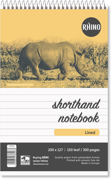 RHINO Office 200 x 127 Shorthand Notebook 300 Pages / 150 Leaf 8mm Lined