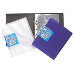 A5 Slim Ring Binder with 10 Pockets – Assorted Solid Colours | Compact Filing Folder