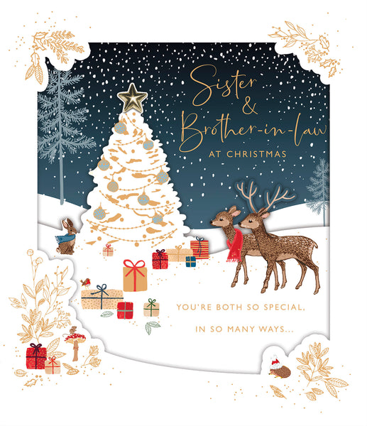Deer Christmas ascene-Sister & Brother In Law Christmas Card
