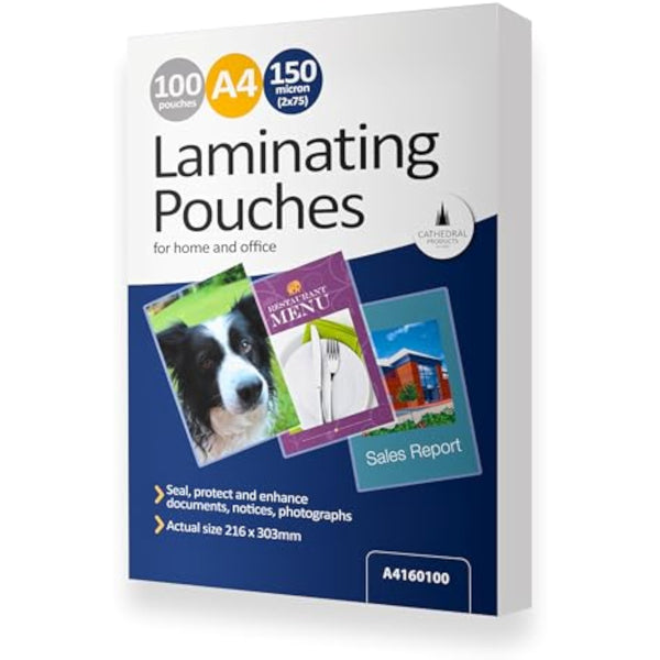 A4 Gloss 150 Micron Laminating 100 Pouches