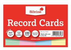 Ruled Assorted Coloured 100 Record Cards 152x101mm