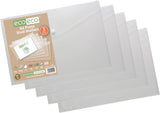A4 Recycled Clear Press Stud Popper Wallets – 50% Recycled Plastic Folders – Pack of 5