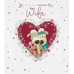 Boofles In Heart Wreath Wife Christmas Card 